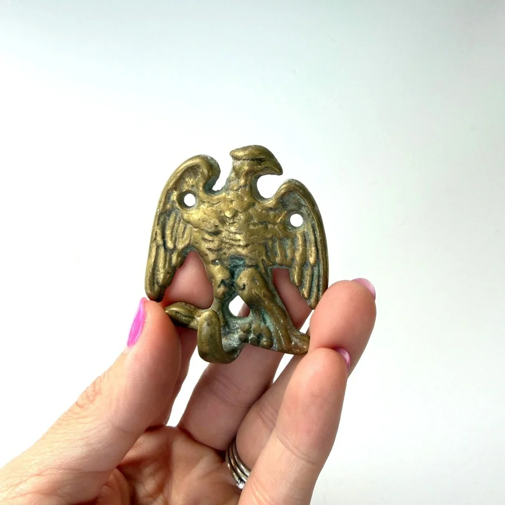 Vintage Solid Brass Eagle Wall Hook Federal Style Patriotic Americana Decor